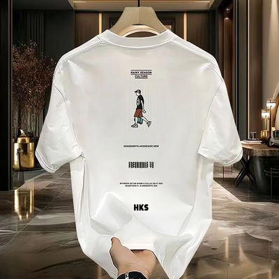 2025新款重磅纯棉美式痞帅短袖t恤港风男女款ins潮牌街头宽松百搭