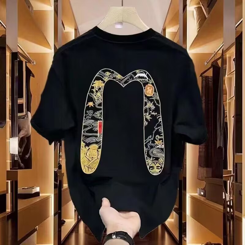 轻奢潮流纯棉短袖t恤男个性印花ins潮牌半袖简约休闲时尚百搭上衣