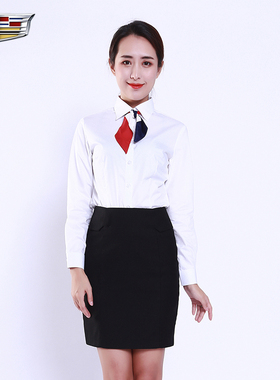 新款凯迪拉克4S店工作服纯白女士长袖商务衬衫抗皱免烫促销大甩卖