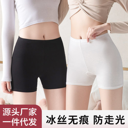 夏季女士安全裤防走光冰丝高腰无痕大码打底裤蕾丝花边批发可外穿