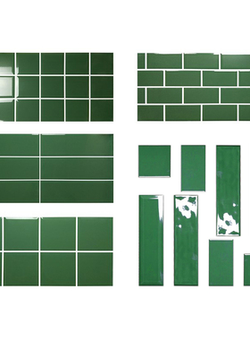 邮政墨绿色瓷砖300X600面包砖75X150波浪纹100X300厨房卫生间墙砖