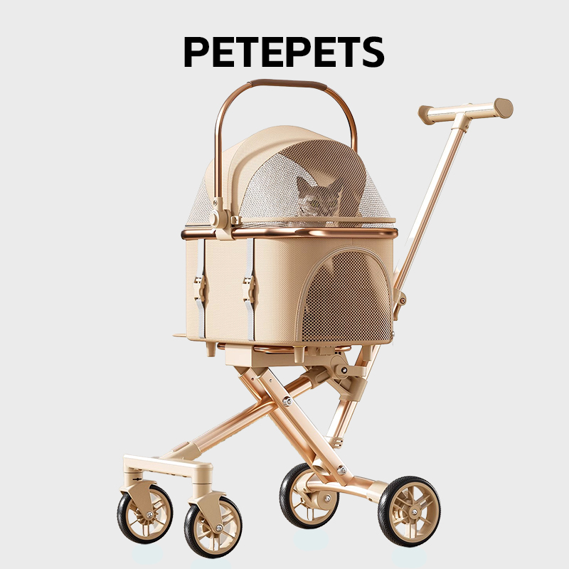 外贸品质宠物推车小型犬一键折叠
