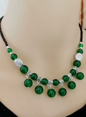 爆款原创复古民族风红蓝色锁骨链