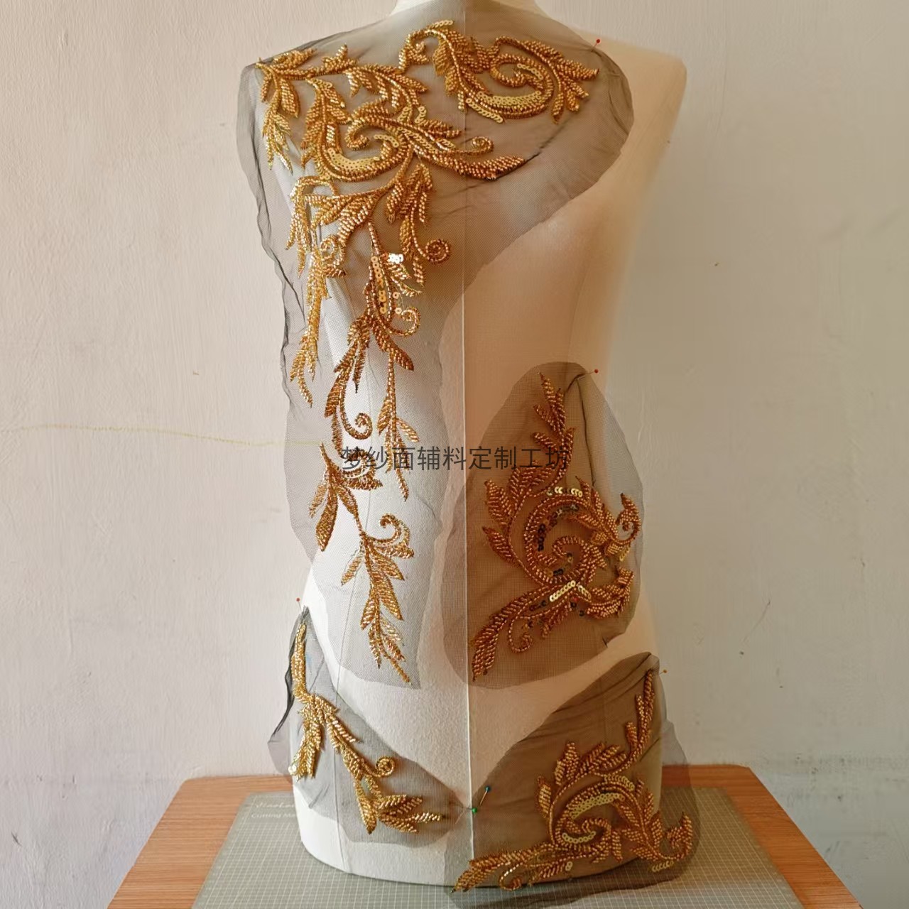 珠绣辅料 新郎珠绣亮片男装中式服装布贴 DIY 新品上市