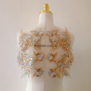 小凤凰一对价 珠绣凤凰花贴 新娘婚纱礼服刺绣珠子彩片 新品上市