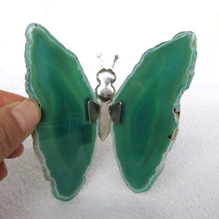 天然水晶花片85号玛瑙切片蝴蝶摆件原石10厘米灯饰玉髓蝴蝶电视墙