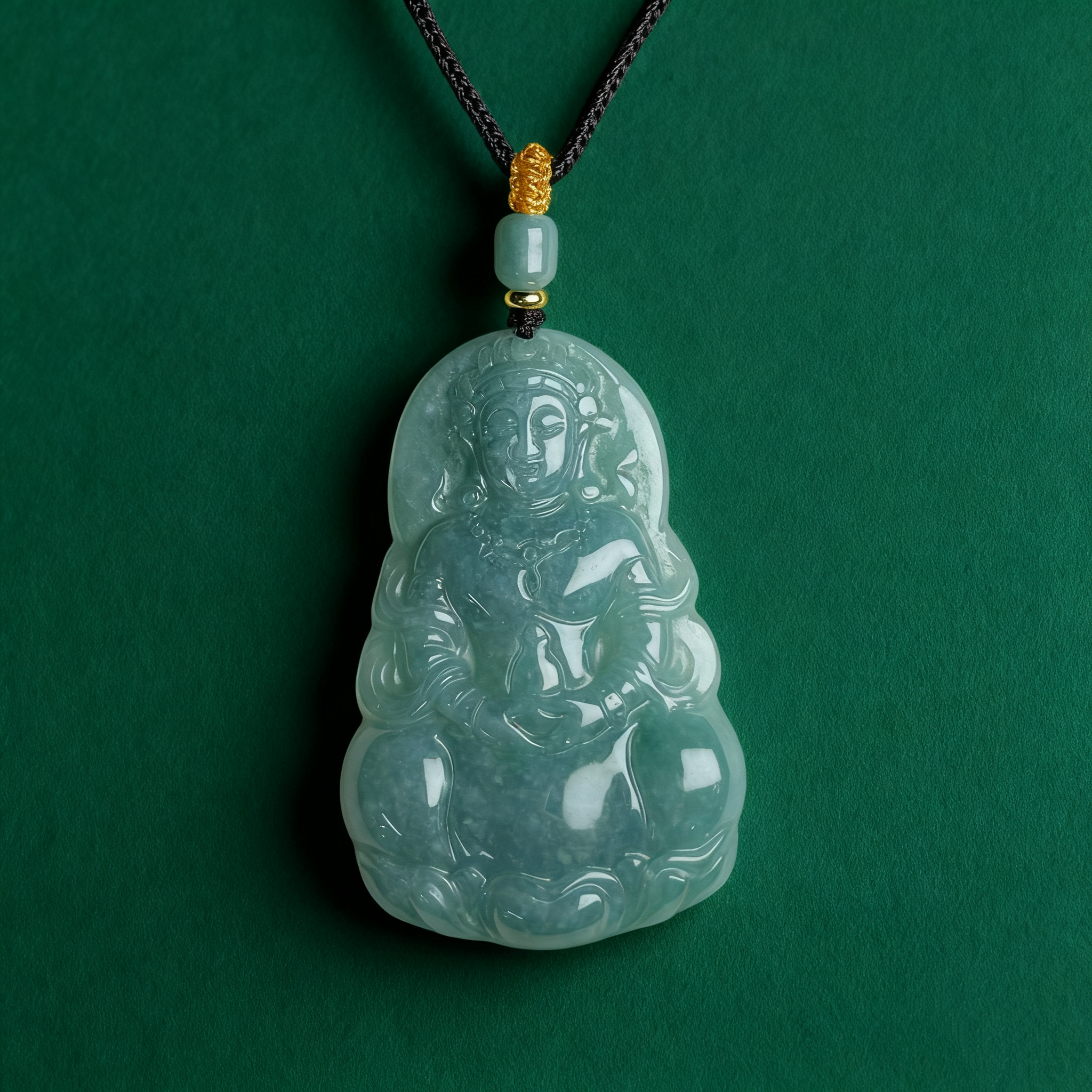 天然冰蓝水观音渡母吊坠