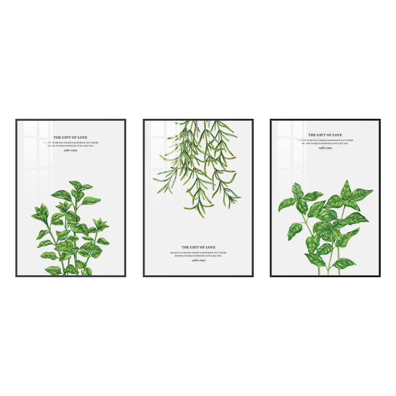 北欧客厅装饰画绿植花卉沙发背景墙挂画小清新壁画现代简约三联画