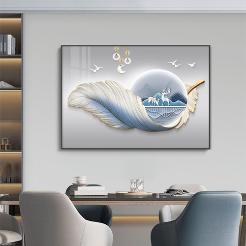 轻奢饭厅装饰画 画横版饭厅背景墙挂画 画现代简约大气餐桌墙面装