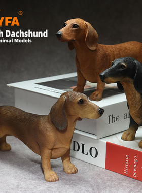 吉佳美YFA腊肠犬仿真狗模型汽车摆件1/6兵人配套模玩公仔纪念收藏