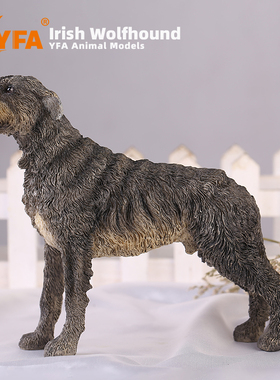 吉佳美YFA模玩爱尔兰猎狼犬仿真狗模型公仔车载摆件工艺品配兵人