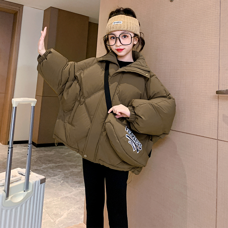女童羽绒服短款加厚白鸭绒外套冬