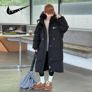 耐克顿女童羽绒服中长款过膝冬季新款中大儿童白鸭绒外套加厚洋气