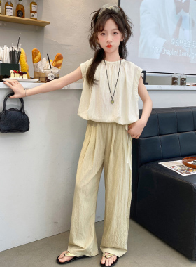 女童夏装套装无袖冰丝防蚊裤夏季2025新款儿童女孩山本裤两件套潮