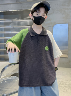 韩国男童夏款短袖T恤2025新款夏季时髦中大儿童洋气男孩半袖上衣t