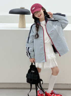 韩国女童外套春秋款2026新款春装儿童洋气时髦中大童潮酷夹克上衣