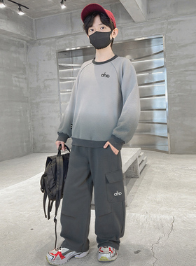 韩国男童套装春秋款2026新款运动卫衣中大儿童痞帅男孩休闲两件套