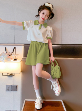 韩国女童短袖套装夏季薄款运动两件套时尚清新中大童休闲时尚夏装