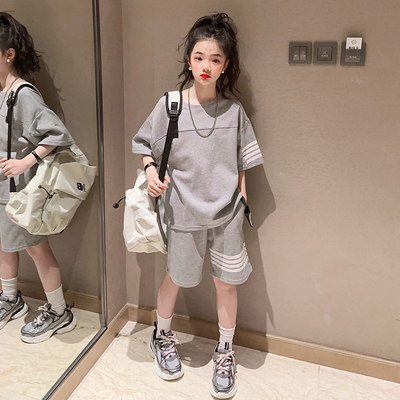 韩国女童短袖套装新款运动夏装潮