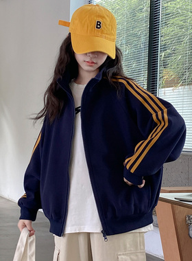 韩国潮女童外套卫衣春秋冬2026新款中大儿童开衫上衣运动加厚衣服