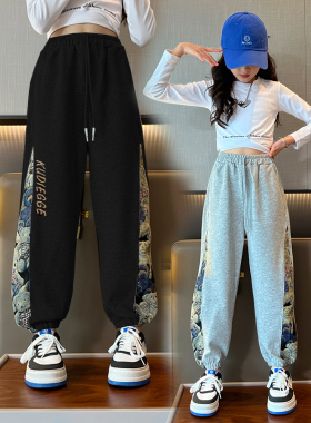 韩国潮女童运动裤春装2025新款炸街中大儿童休闲卫裤洋气女孩裤子