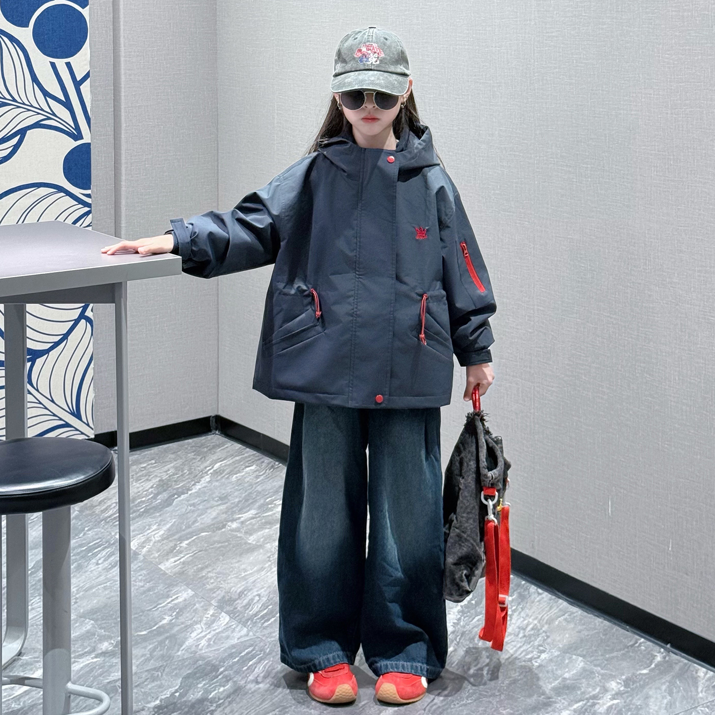 女童冲锋衣外套三合一加绒秋冬装