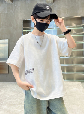 韩国潮男童短袖t恤夏季薄款儿童上衣帅气韩版中大童宽松休闲夏装T