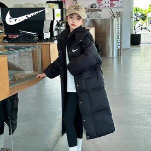 耐克顿女童羽绒服中长款过膝冬季新款中大儿童白鸭绒外套洋气潮牌