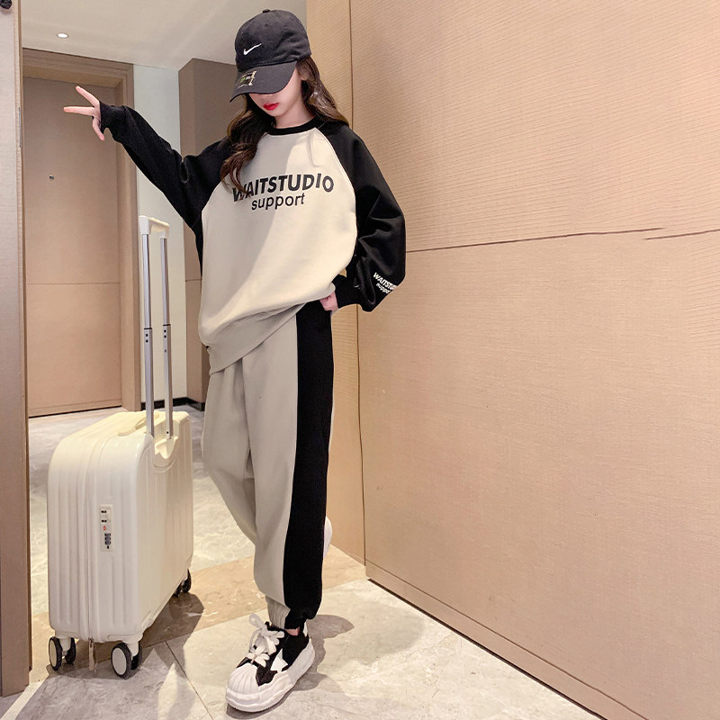 韩国潮女童卫衣套装春秋装新款儿童休闲运动两件套中大童童装衣服