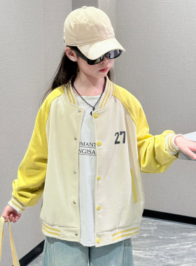 韩国女童棒球服外套春秋款2026新款洋气超好看中大童休闲夹克上衣