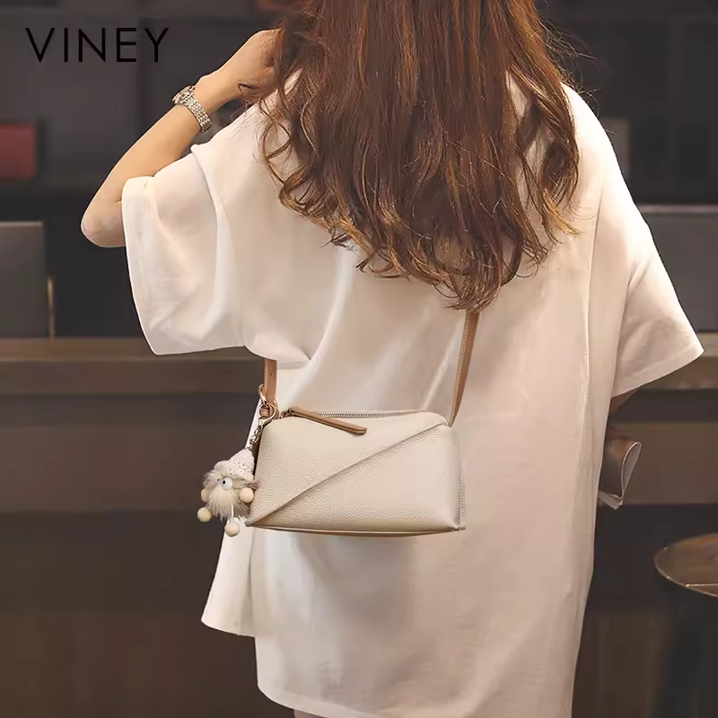 Viney包包2025新款女包斜挎包小包夏季高级感秋季真皮小众单肩包