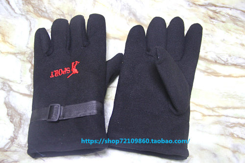 包邮绒棉手套男士冬季天保暖加绒摩托骑行户外加厚防寒开车黑色