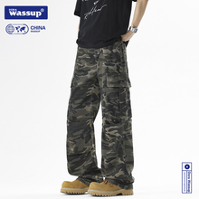 DORA WASSUP美式高街迷彩工装裤子男款宽松直筒多口袋阔腿休闲裤