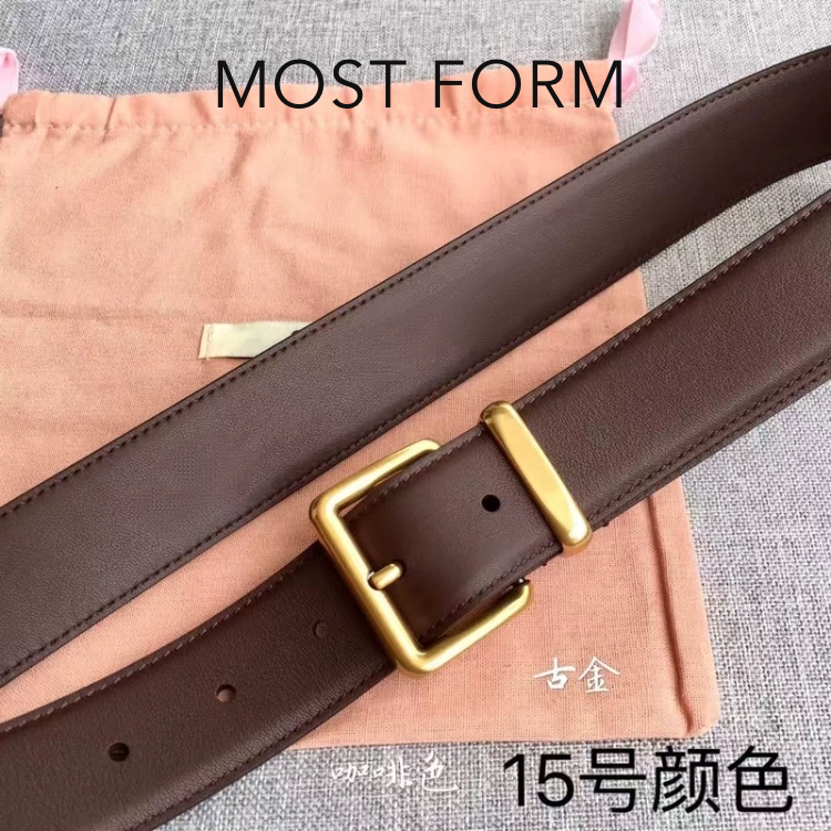 MOST FORM高端女士皮带进口头层牛皮3.5cm复古真皮腰带百搭牛仔裤