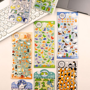 可爱动物贴纸鳄鱼企鹅恐龙海豚海洋馆动物园儿童卡通手账手机贴画