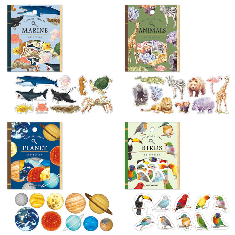 10元3包狮子鲸鱼非洲海洋动物花边星球手帐账装饰贴纸可爱装饰贴