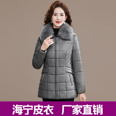 冬装皮衣女加绒加厚妈妈大码外套