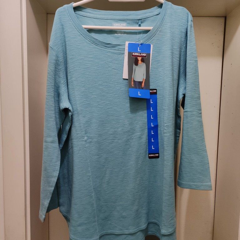 特价kirkland科克兰女士圆领中袖七分袖t恤上衣costco国内代购