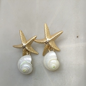 43满29元 包邮 海星贝壳耳钉