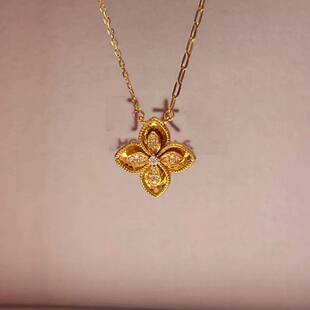 四叶草项链女款2026新款轻奢小众时尚简约黄金色毛衣链秋冬高级感