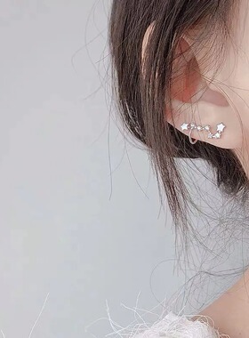 s925纯银北斗七星耳排个性五角星耳钉日韩气质简约满天星新款耳环