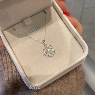 925银繁花似锦项链高级感轻奢小众锁骨链日常百搭配饰秋冬毛衣链