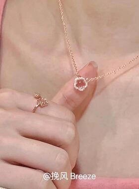 少女粉樱花项链招桃花吊坠锁骨链