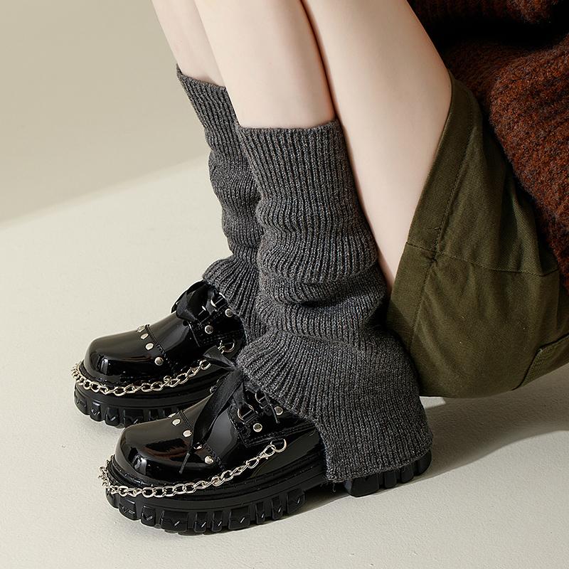 缺口袜套女秋冬针织堆堆袜子