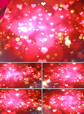 a little love 婚礼爱情 红色爱心桃心 金色粒子灯光 视频素材