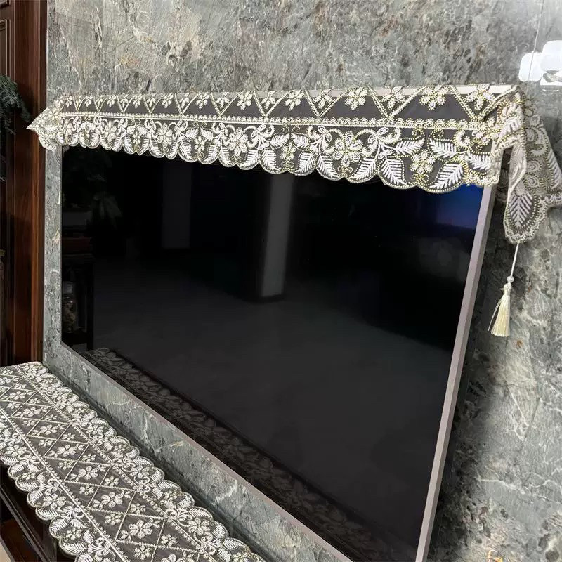 新款简约绳绣立体绣花电视盖巾欧式挂式立式电视柜电视盖布防尘布,居家布艺,电视机罩,淘宝优惠券,粉丝福利购,淘宝优惠卷