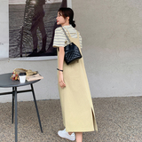 夏季韩里韩气穿搭女2025超火学院风新款条纹上衣背带裙，女装连衣裙，浙宝306