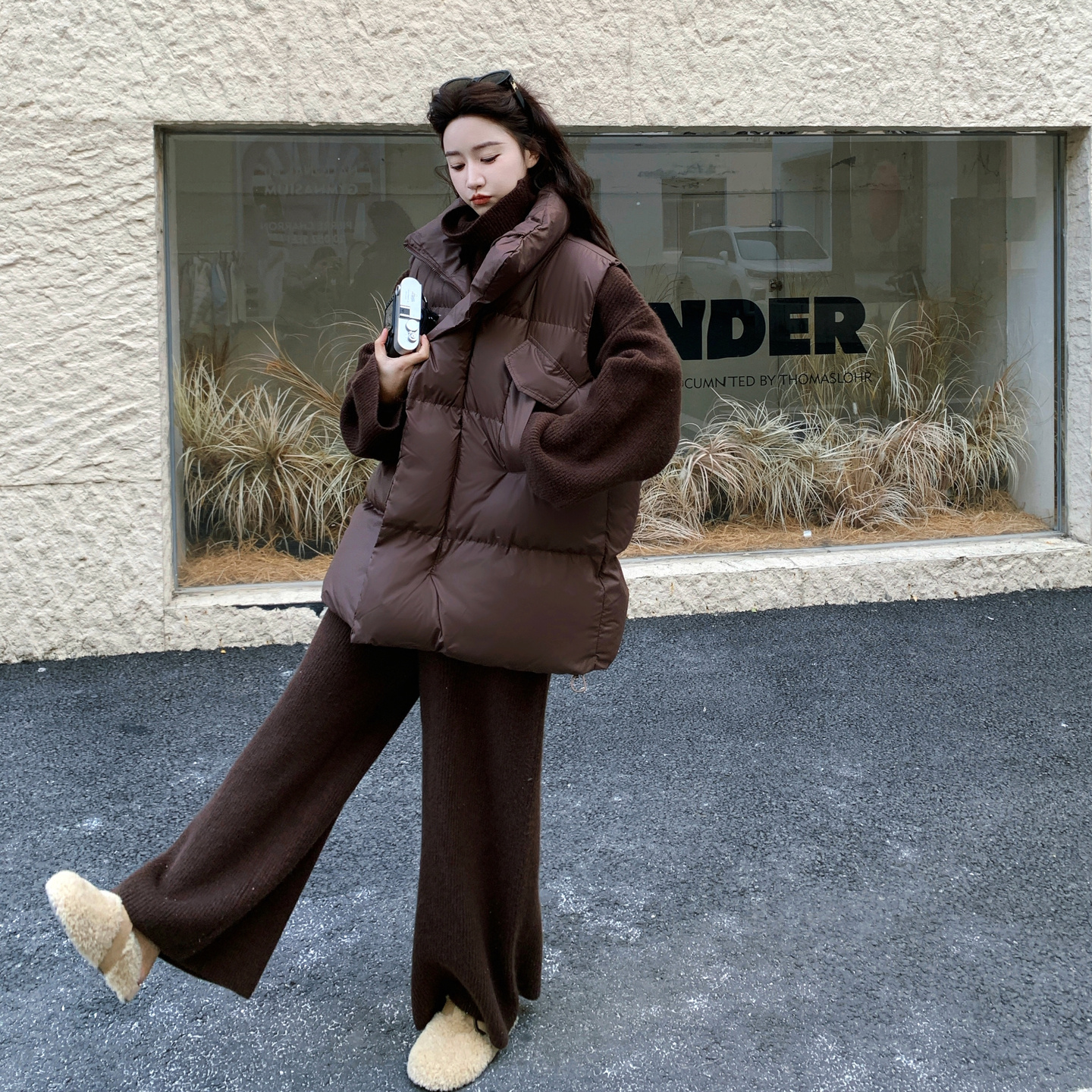 现货-氛围感高领毛衣裤子棉衣马甲三件套306-AW183-p275-k398，女装套装/套裙，浙宝306