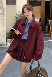 复古红外套百褶裙两件套女2025春季新款韩版学院风减龄搭配一整套，女装套装/套裙，浙宝306