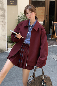 复古红外套百褶裙两件套女2025春季新款韩版学院风减龄搭配一整套图片